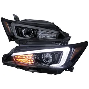 2011-2013 Scion tC LED Bar Projector Headlights w/ LED Turn Signal Lights (Glossy Black Housing/Smoked Lens)