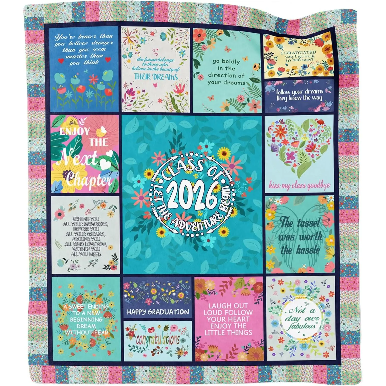 2026 Graduation Gifts for Her, Graduation Throw Blanket 60"X50", Graduation Party Decorations Class of 2026, PHD High School College Graduation Gifts for Women