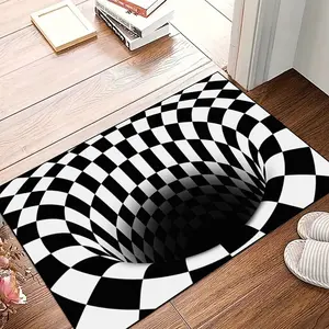 Cool Chessboard Entrance Mat, Easy Clean Design, Indoor Outdoor Use, Checkered Outdoor Rug, 3D Trap Rug for Entryway and Garden Decor