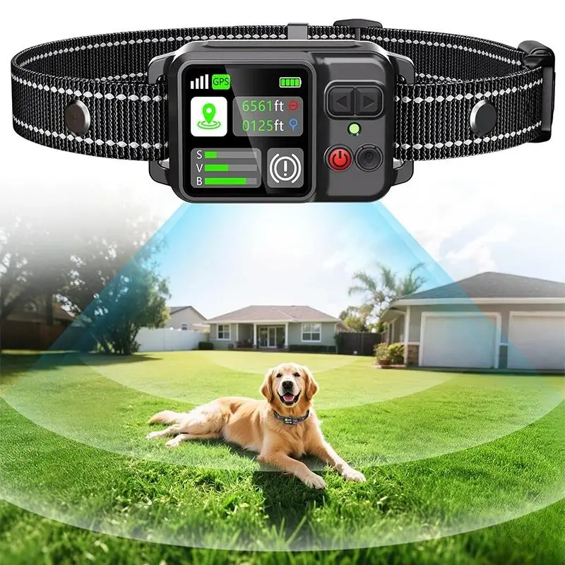 Petedu 2026 Upgrade Outdoor GPS Wireless Electronic Fence Dog Collars - Training Gear with Barking Stopper, Electric Shock Function