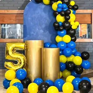 Black Yellow Grey Balloons Arch Garland Kit 120Pack Cartoon Birthday Party Balloons with Flash Lightning Star Mylar Balloons for Cartoon Ball Theme Birthday Shower Party Decor Colorful Thick