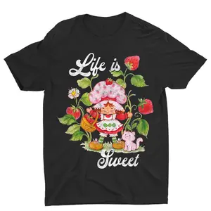 Strawberry Shortcake Life Is Sweet Vintage Berry Garden Tshirt, Strawberry Clothes, Strawberry Print, Strawberry Tshirt