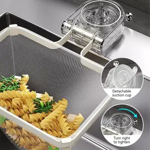 Foldable Kitchen Sink Strainer with Heavy-Duty Knob Fix, Secure Drain Basket with 100 Disposable Mesh Bags, Stable Food Catcher for Large Farmhouse Sinks & Small Kitchens