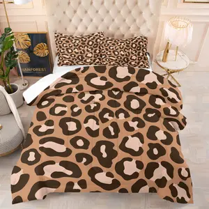 Leopard Print Comforter Set, Soft And Durable Bedding Set, Includes 1 Comforter And 1 Or 2 Pillowcases, Daily Holiday Birthday Gift Bedroom Decoration For Kids And Adults
