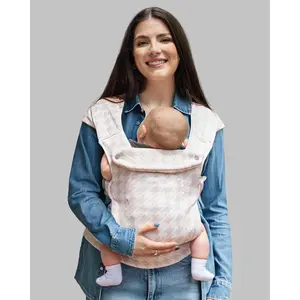 Baby Carrier Newborn to Toddler, Cozy Baby Wraps Carrier, Ergonomic Baby Carrier with Head Support, Tweed Pink
