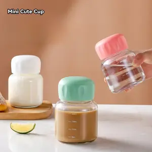 2/4pcs Ins Style Mini Glass Milk Bottle with Lid Portable Coffee Cup for Milk Coffee Tea Storage Small Travel-Friendly Glass Container