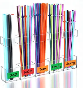 Straw Holder for Cabinet Door, Kitchen Gadgets, Straw Organizer for Cabinet Door, Reusable Peel and Stick Straw Dispenser Storage Solutions, 9.8” Adjustable Acrylic Straws Organizer with Ultra Sticky Adhesive Strips, Utensil Storage for Kitchen Cupboard