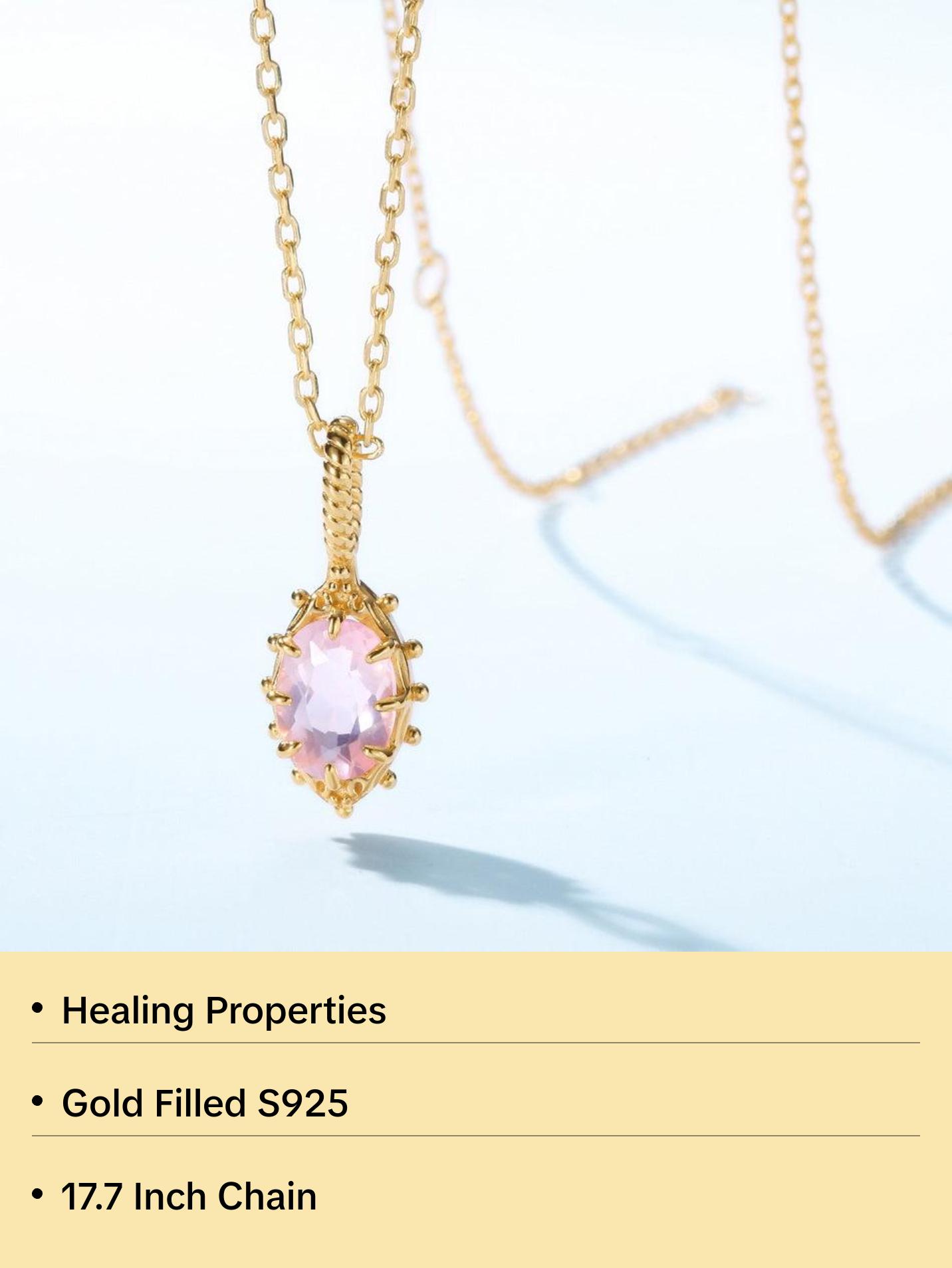 Rose Quartz Marquise Pendant Necklace