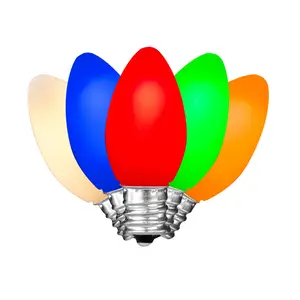 Festive Living 25 Pack Multicolor C7 Filament LED Plastic Replacement Bulbs, Shatterproof, E12 Base, Indoor Outdoor Christmas String Lights