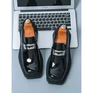 Men's Classic Fashion Square Toe Loafers, Pu Leather Loafers, Casual Comfortable Slip-on Shoes for Daily Wear, Business Style Shoes for Men