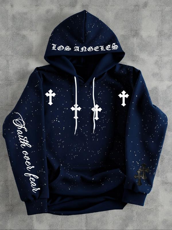 Men's Hooded Sweatshirt, Dark Gothic Cross Element Hooded Sweatshirt, Starry Sky Dyeing Process Pullover, Kangaroo Pocket, Casual Regular Loose Drawstring Hooded Sweatshirt, Suitable For Daily Vacation Outdoor Wear, Fall Outfits & Winter Outfits Men's Hooded Sweatshirt, Dark Gothic Cross Element Hooded Sweatshirt, Starry Sky Dyeing Process Pullover, Kangaroo Pocket, Casual Regular Loose Drawstring Hooded Sweatshirt, Suitable For Daily Vacation Outdoor Wear, Fall Outfits & Winter Outfits