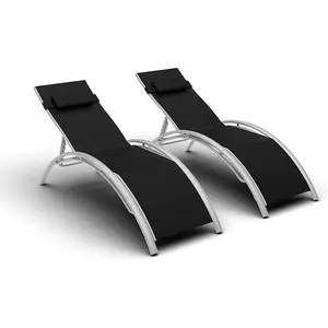 Pair of Adjustable Aluminum Chaise Lounges  Lightweights Outdoor Recliners for Poolside Beach & Patio Use - Weather-Resistant Design