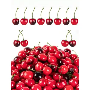 20Pcs Simulation Fruit Cherry, Realistic Fruit Cherry Decoration Props, Suitable For Home Desktop Decoration, Kitchen Fruit Party Decoration, Birthday Party Cake Decoration Accessories, Wedding Scene Decoration Gifts Graduation,Fake Plants