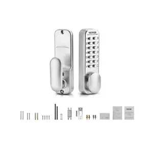 Summervibes VEVOR Mechanical Keyless Entry Door Lock, 14 Key Mechanical Door Lock, Mechanical Keypad Door Knob, Single-Side Stainless Steel Waterproof Keyless Gate Lock, for Home Office Outdoor Fence Garage Yard
