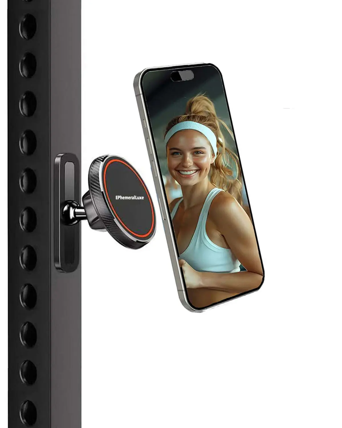 EphemeralLuxe Silicone Magnetic Phone Holder, Minimalist Metal Mount, 360° Adjustable Portable Stand for Gym Workouts & Fitness Equipment