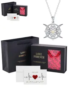 Moon Wheel Starry Weave Opal Necklace New Celtic Knot Australian Opal & Zircon Necklace, Luxury Sparkling Clavicle Chain, Comes with 9 Red Preserved Roses Gift Box, Perfect Gift for Birthdays, Mother’s Day, Valentine’s Day & Christmas