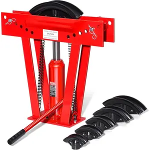 VEVOR Hydraulic Pipe Bender, 12 Ton Manual Copper Exhaust Pipe Bending Machine with 6 Dies (1/2" - 2") and 90-180 °   Adjustable Rollers, Heavy-Duty Pipe Tube Bender for Piping Railing Construction