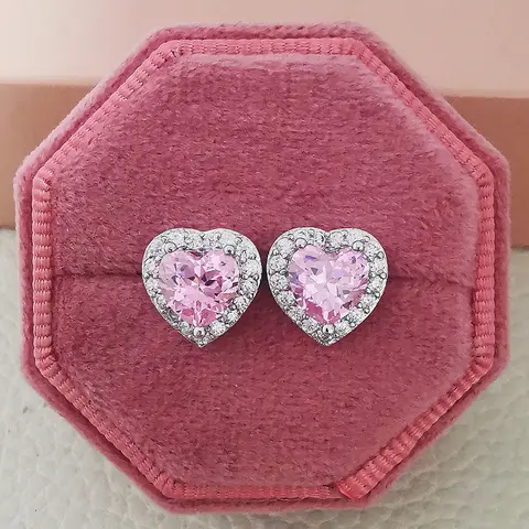 Women's Heart-Shaped Cubic Zirconia Stud Earrings - Hypoallergenic Earrings for Women, Ideal Gift Jewelry for Girls