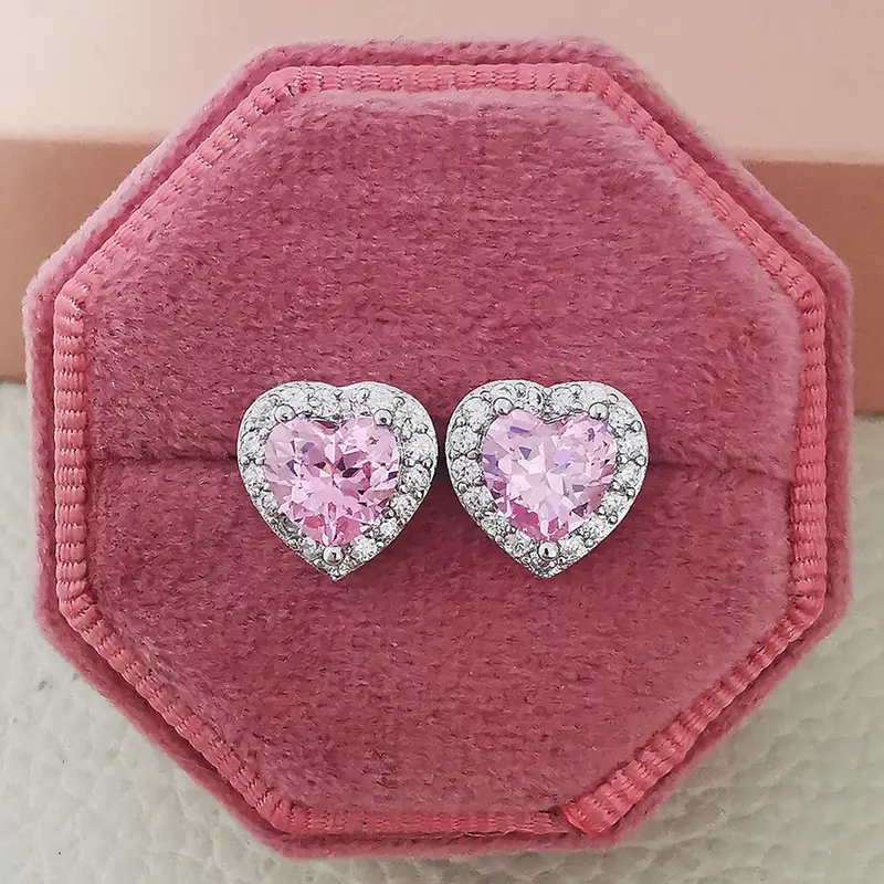 Women's Heart-Shaped Cubic Zirconia Stud Earrings - Hypoallergenic Earrings for Women, Ideal Gift Jewelry for Girls