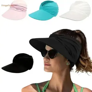 UV Protection Sun Visor Hat Wide Brim Adjustable Sports Cap Lightweight Breathable Headwear for Beach Travel Running Golf Outdoor Activities