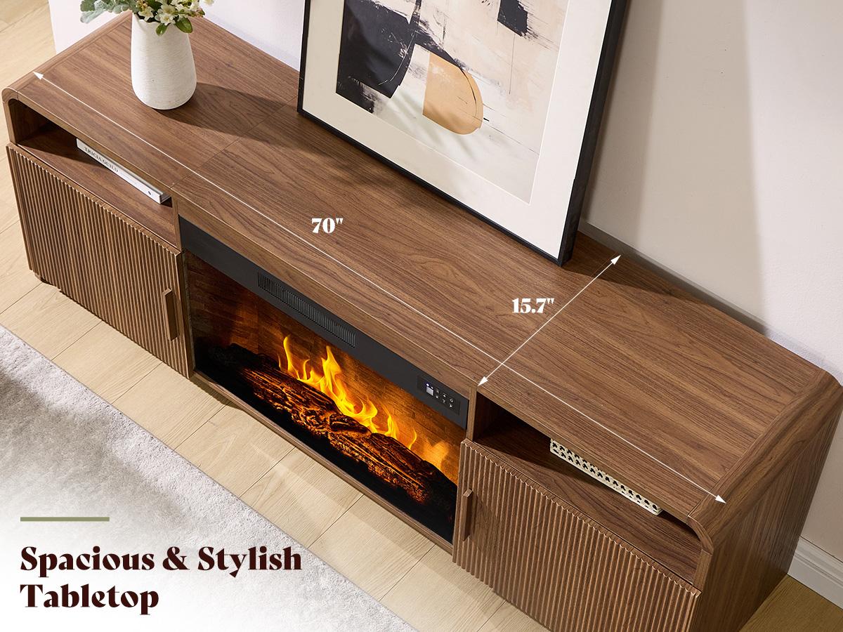 AMERLIFE 70" Fluted Fireplace TV Stand for TVs Up to 80", Modern TV Console with 30" Electric Fireplace & Storage Cabinets, Media Entertainment Center for Living Room AMERLIFE 70" Fluted Fireplace TV Stand for TVs Up to 80", Modern TV Console with 30" Electric Fireplace & Storage Cabinets, Media Entertainment Center for Living Room