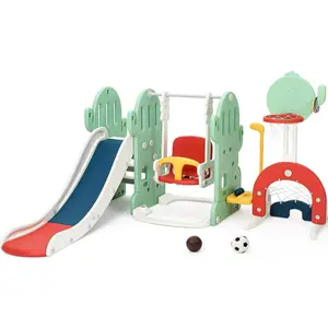 GARVEE 7-in-1 Toddler Indoor/Outdoor Playground Set with Slide, Adjustable Swing, Climbing Ladders, Basketball Hoop, Soccer, Golf, and Ring Toss for Ages 1-3 - Perfect for Active Play and Fun!