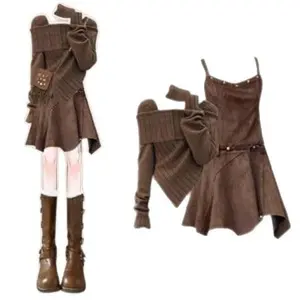 Desert-inspired French-style sweater dress, autumn trend, Merrad wasteland style slip dress for women