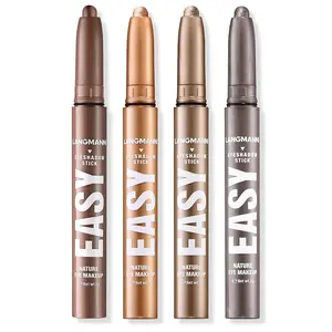 Eyeshadow Stick,4 PCS Waterproof Multi-Color Eyeshadow Pen Set,Creamy Long-Lasting Eye Makeup Kit,Natural & Shimmer Shades Contour Stick,Gifts For Women (#6+10+11+21-4Colors)