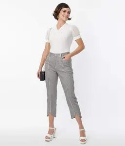 Smak Parlour Black & White Gingham High Rise Capri