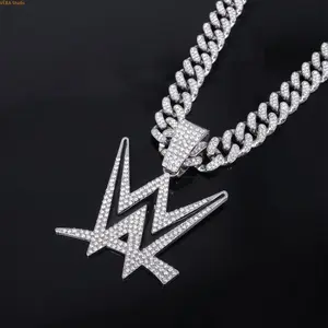 VÈRA Wrestling Rhinestone Decorated Pendant Necklace, Fashion Necklace, Punk Layered Necklace for Party, Daily Clothing Decor, Trendy All-match & Exquisite Jewelry for Birthday Gift