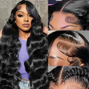 GK Body Wave Lace Front Wigs Human Hair Pre Plucked 13x6 Lace Front Wigs Human Hair 200% Density Body Wave Wig for Women 28Inch Natural Black