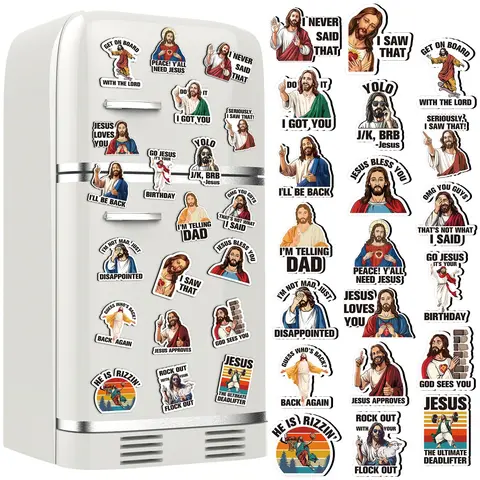 8/10/20/30Pcs Funny Jesus Fridge Magnet Jesus I Saw that Refrigerator Magnet Sticker for Kitchen Office Whiteboard Locker  Prefect for Family Friend Christmas Gift Thanksgiving Gift Home Decor