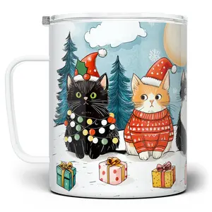 LOFTIPOP Festive Winter Christmas Cats Mug, Cute Holiday Cup, Designed and Printed in the USA by Loftipop