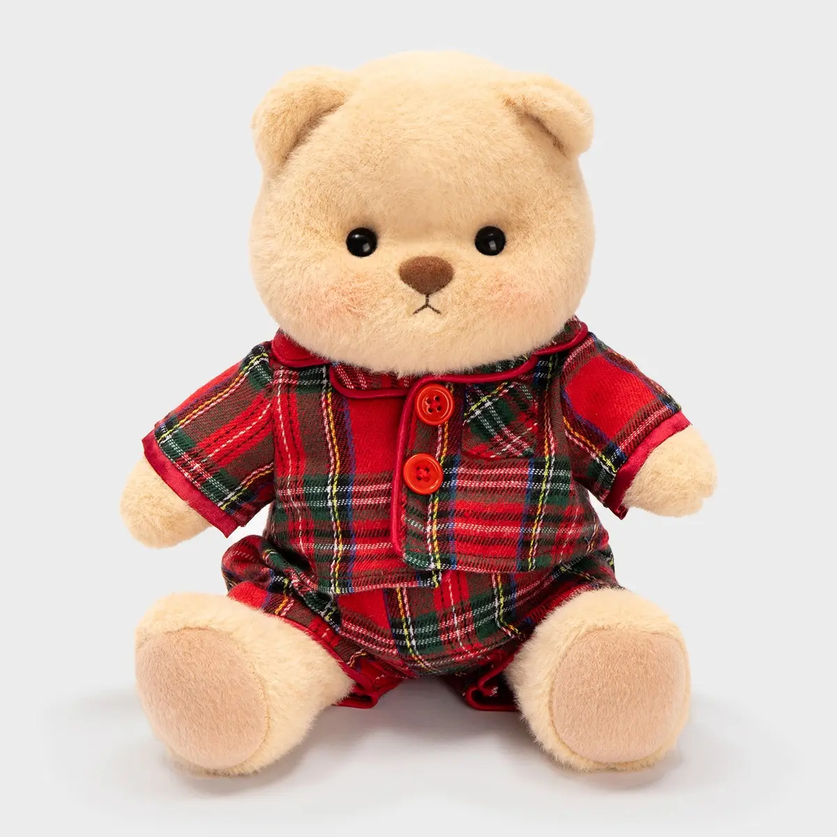 Getahug Christmas Red-Green Plaid Jointed Teddy Bear Stuffed Animal - Handcrafted Jointed Doll, Soft Stuffed Doll with Movable Parts, Holiday Toy, Mantel-Tree Decoration Gift