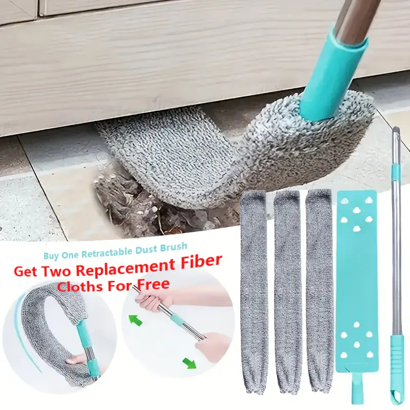 1-piece retractable dusting brush, soft bristles, ergonomic design, for cleaning under furniture, no batteries required, multi-purpose crevice cleanin