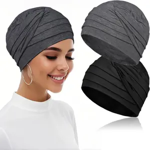 2 Pack Elastic Cancer Hat for Hair Loss Chemotherapy Cap, Sleeping Cap Beauty & Personal Care Haircare Daily Lightweight Heatless