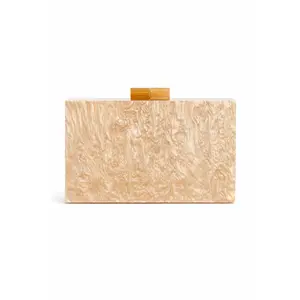Alice Rigid Marble Clutch Bag – Brown