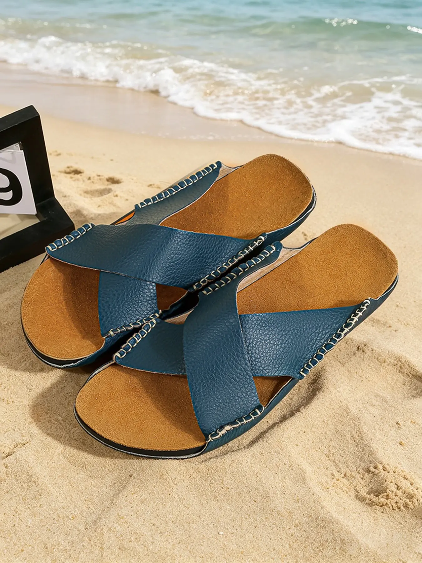 Men's Slippers Breathable Lightweight Handmade Slip-On Peep Toe Fisherman Sandals Mules Flat Casual Shoes Cross Strap  Ethnic Style Summer Beach for Vacation Walking Big Size 11-12