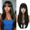 Women's 26-inch Premium Synthetic Full Machine Wig - Pre-Styled Glueless Option with Bangs, Bounce Layers, Secure Elastic Fit, Heat-Resistant Fiber, Wig Comb, Hand-Washable for Daily & Event Use, Premium Synthetic Wigs