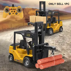 Remote Control Engineering Vehicle Toy, 1 Box Rechargeable Electric Forklift & Crane Toy with Spray & Sound & Light, Birthday Gift for Teenagers