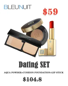 BLEUNUIT DATING SET DUAL POWDER CUSHION FOUNDATION GORGEOUS SHINING LONG LASTING LIP STICK