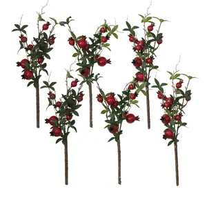 Dark Red Pomegranate 6  Pack Realistic Faux Stems  42cm Plastic  Must   Have for Fall Harvest Decor  Great for Dining Table  Window Display