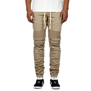 Men's Slim Fit Stacked Twill Biker Jogger Pants