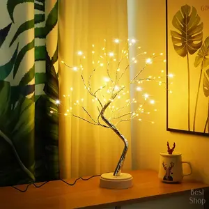 72 LED Copper Wire String Lights Gold Leaf Tree Light Touch Switch Dual Mode Flashing Home Decorative Lamp for Valentine Christmas