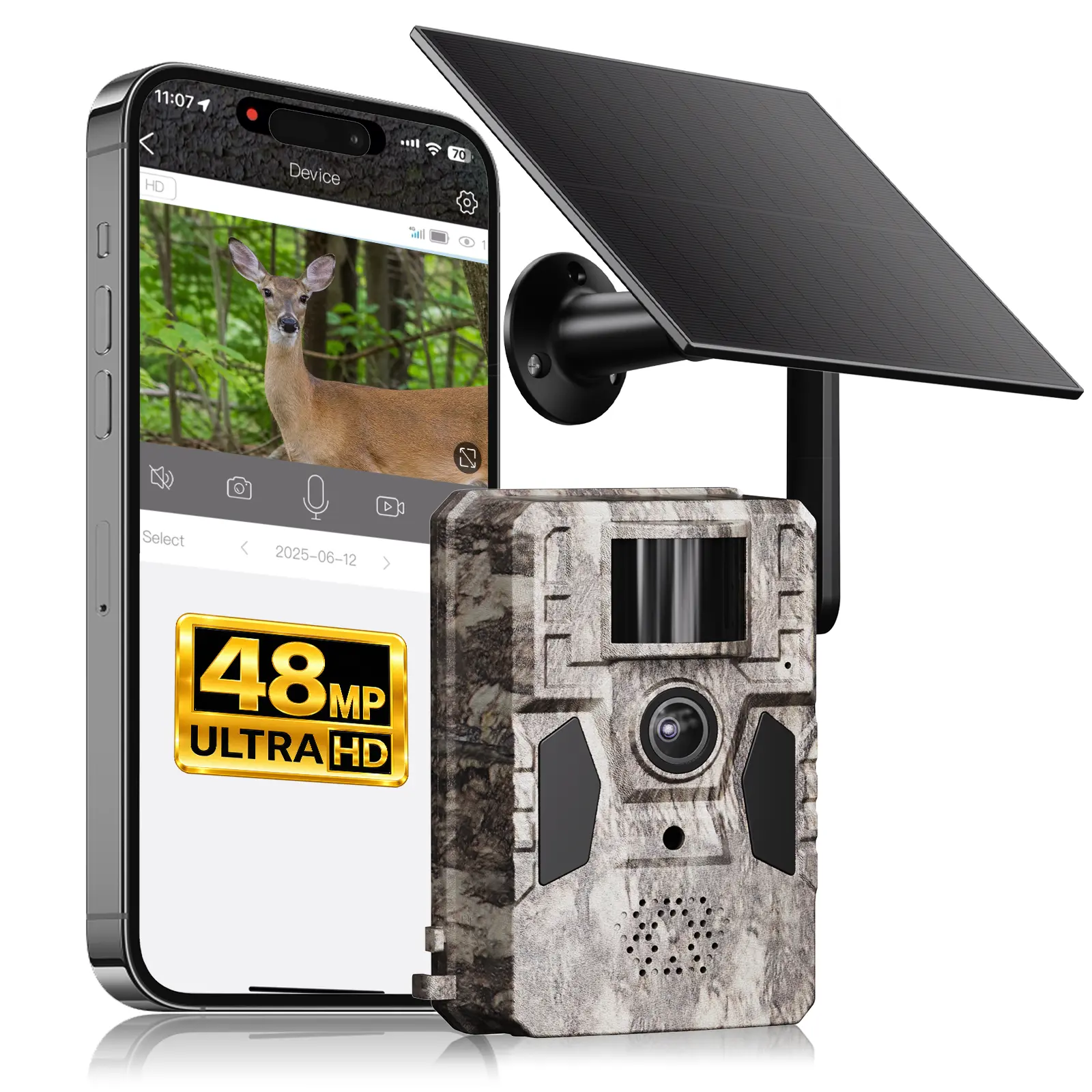 [Affiliate Only] HC63S 48MP 4G LTE Solar Trail Camera, 2K Live View Hunting Camera with 0.2s Trigger, 90FT Motion Detection, 95FT No-Glow Night Vision, Phone Alerts, IP66