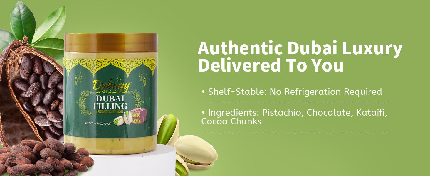 Upgraded Dubai Chocolat 11.29oz - Real 30% Pistachio Content with Silky Chocolate, Crispy Kataifi & Cocoa Chunks, Quality Ingredient Gourmet Treat for Toast & Dessert or Eating Straight, Filling Snack Upgraded Dubai Chocolat 11.29oz - Real 30% Pistachio Content with Silky Chocolate, Crispy Kataifi & Cocoa Chunks, Quality Ingredient Gourmet Treat for Toast & Dessert or Eating Straight, Filling Snack