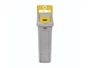 Rubbermaid  23 gal Slim Jim Recycling Station Kit - 1 - Stream Bottles & Cans - Plastic - Yellow & Gray