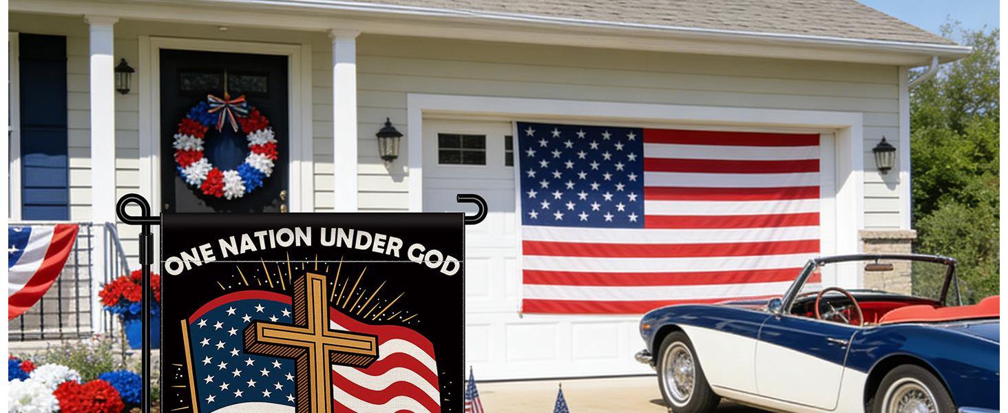 Blessings 250 Years America Garden Flag, 250 Anniversary USA Flag America Patriotic Banner 250 Year One Nation Under God 4th of July Double-Sided Waterproof 1776-2026 Commemorative Flag 12x18 Inch