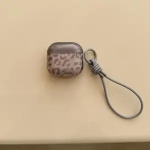 IMD Transparent Leopard Pattern Earphone Case with Lanyard for Airpods Series 1, 2, Pro/pro2, 3, 4, Dustproof, Anti-fall