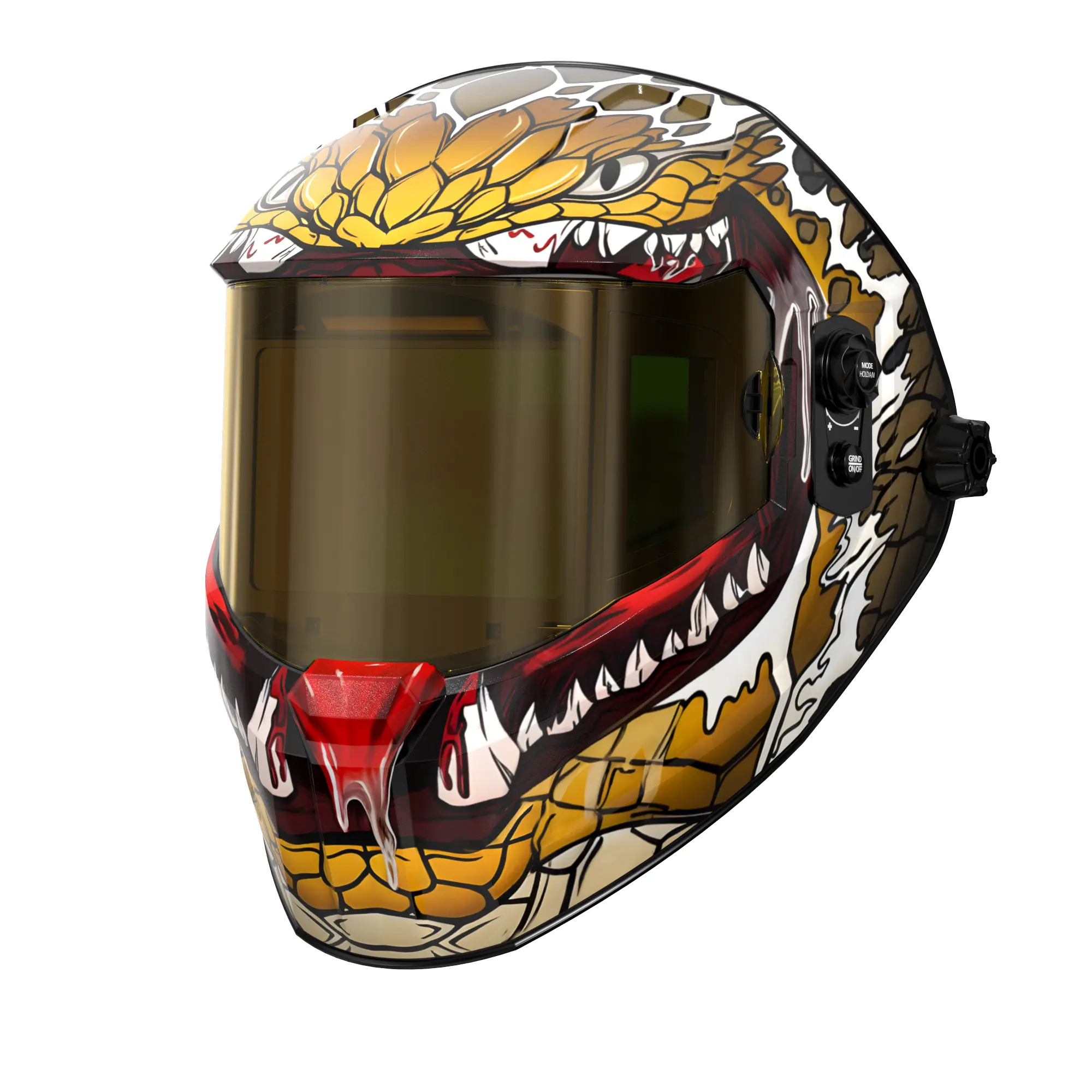ANDELI Eco-Friendly Solar Powered Welding Helmet (OPTIM-600LA-TGB) - Weldingmask with 180° Panoramic 4.53"x3.23" View, 1/1/1/2 True Color, DIN16 Wide Shade, 6 Contact Points, 500mAh Built-in Cells for TIG, MIG Welding, Grinding
